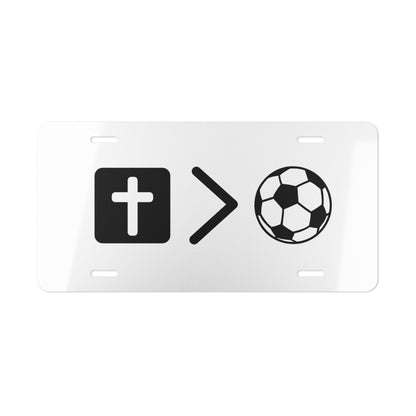 Jesus is bigger than soccer vehicle Plate