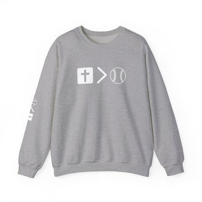 Jesus is bigger than softballl Unisex Heavy Blend™ Crewneck Sweatshirt