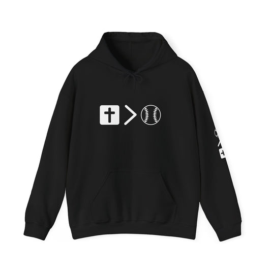 Jesus is bigger than baseball Unisex Heavy Blend™ Hooded Sweatshirt