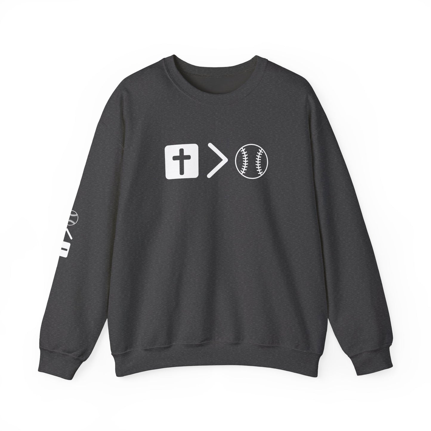 Jesus is bigger than softballl Unisex Heavy Blend™ Crewneck Sweatshirt
