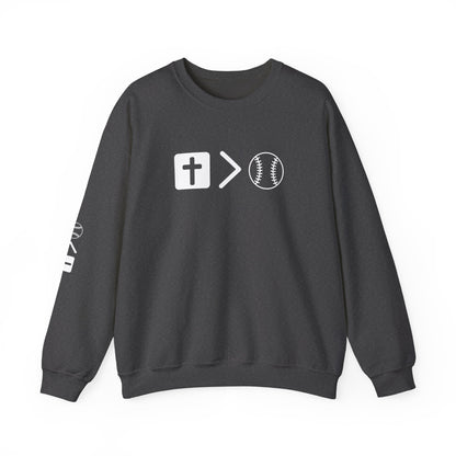 Jesus is bigger than softballl Unisex Heavy Blend™ Crewneck Sweatshirt