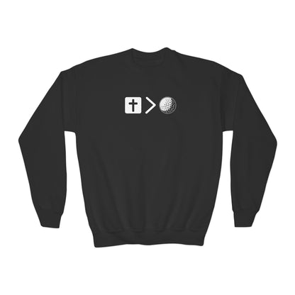 Jesus is bigger than golf Youth Crewneck Sweatshirt