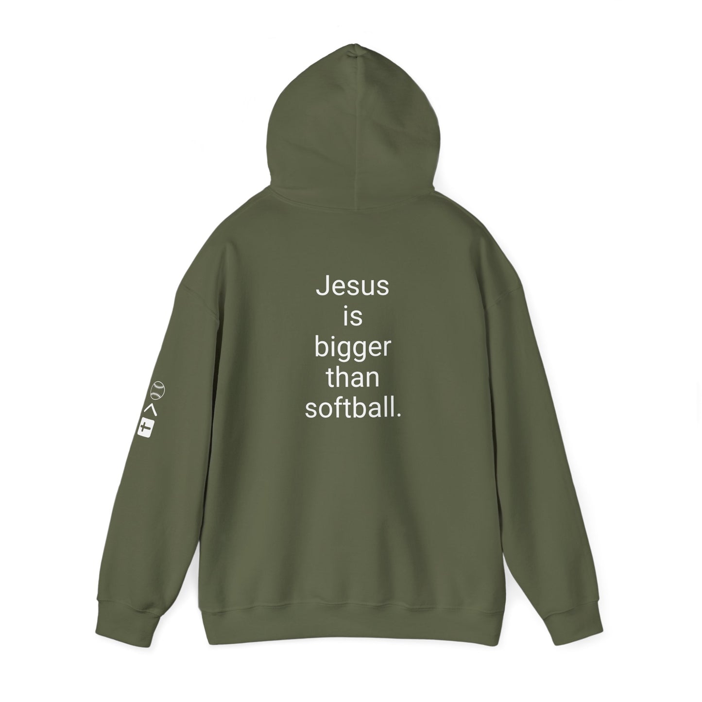 Jesus is bigger than softball Unisex Heavy Blend™ Hooded Sweatshirt