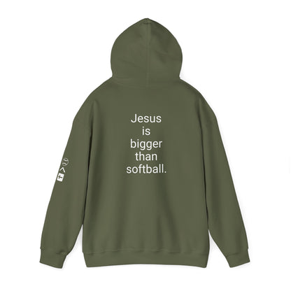 Jesus is bigger than softball Unisex Heavy Blend™ Hooded Sweatshirt