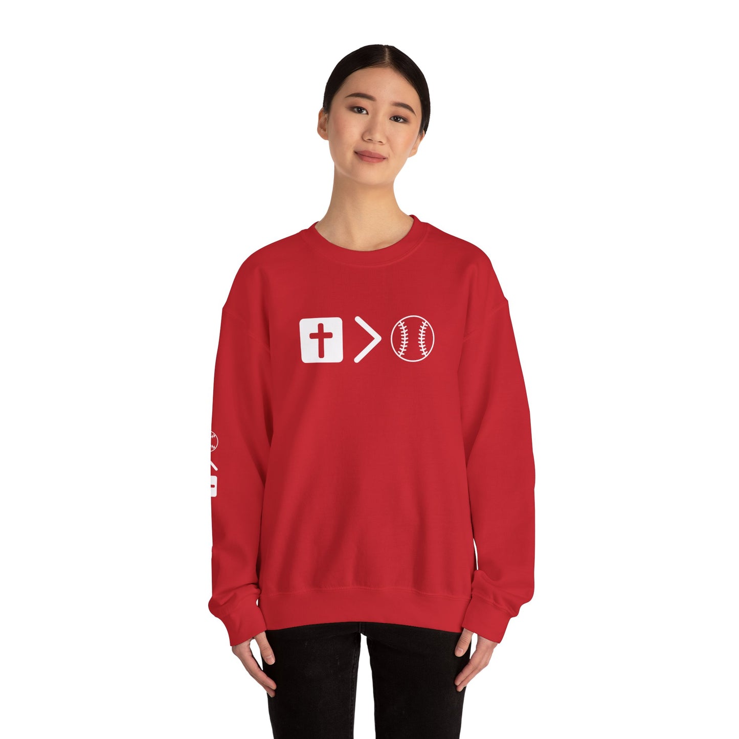 Jesus is bigger than softballl Unisex Heavy Blend™ Crewneck Sweatshirt