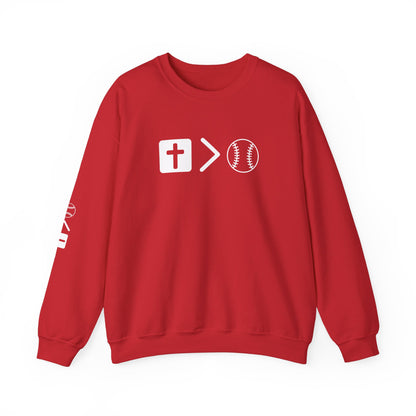 Jesus is bigger than softballl Unisex Heavy Blend™ Crewneck Sweatshirt
