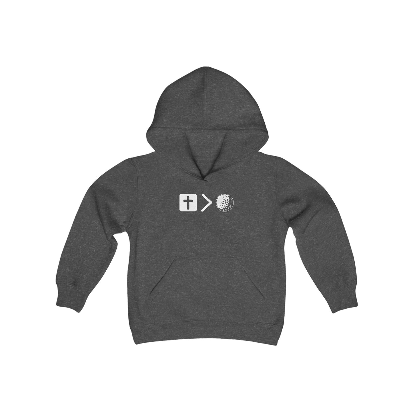 Jesus is bigger than golf Youth Heavy Blend Hooded Sweatshirt