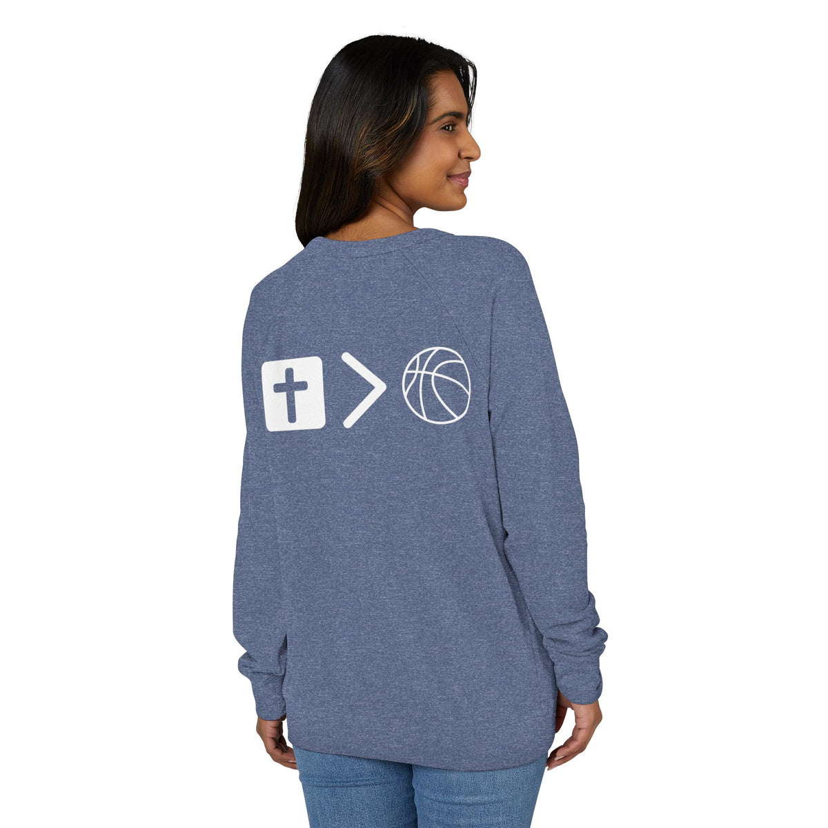 Terry Crewneck Sweatshirt Jesus is bigger than basketball.