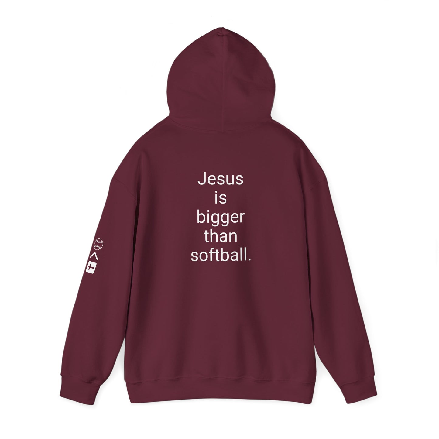 Jesus is bigger than softball Unisex Heavy Blend™ Hooded Sweatshirt