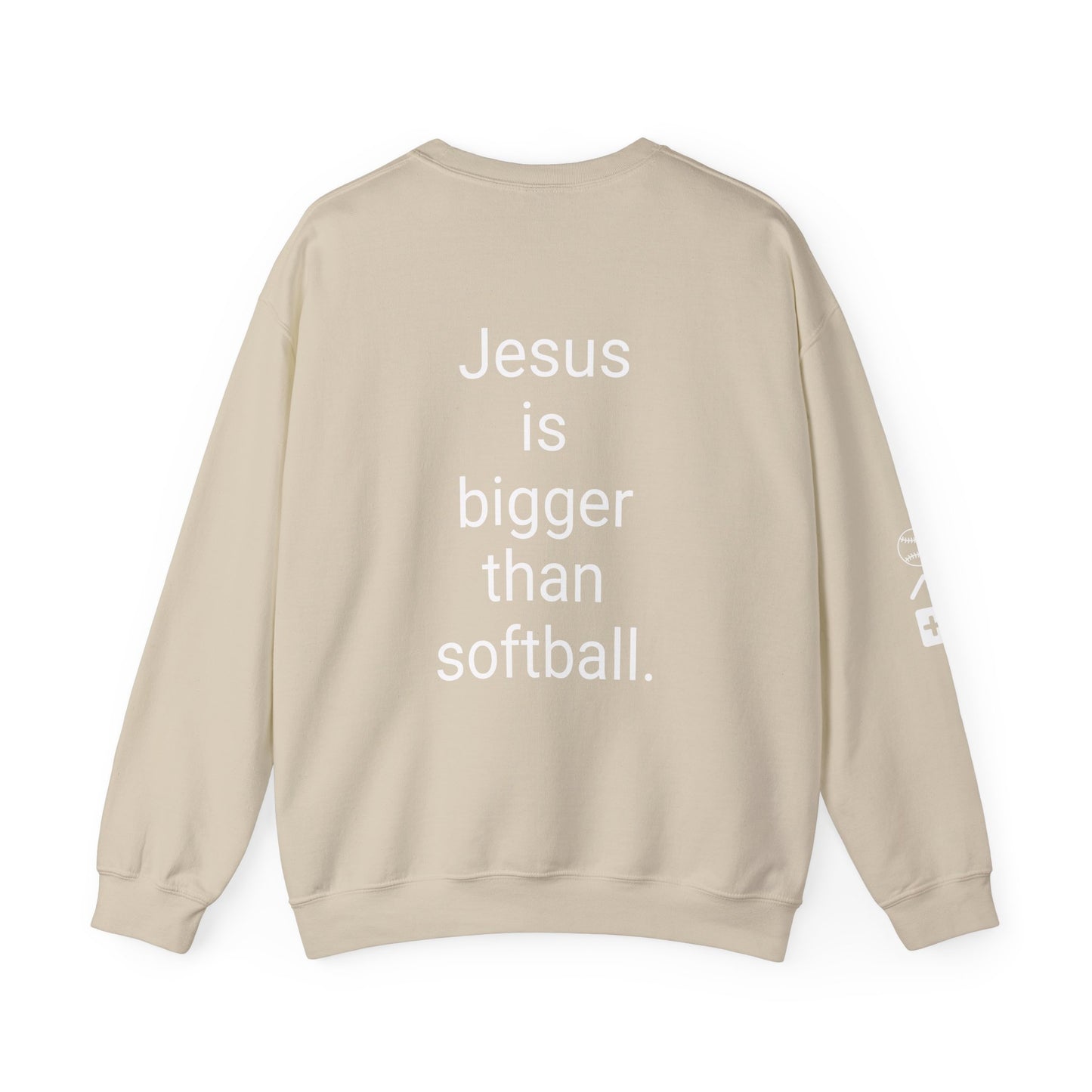 Jesus is bigger than softballl Unisex Heavy Blend™ Crewneck Sweatshirt