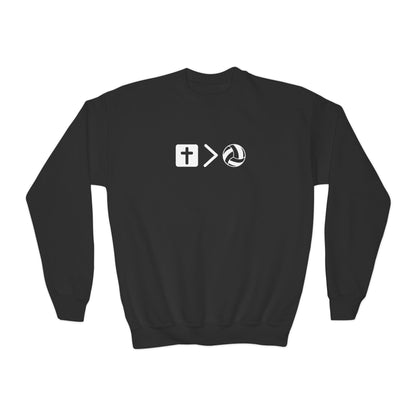 Jesus is bigger than volleyball Youth Crewneck Sweatshirt