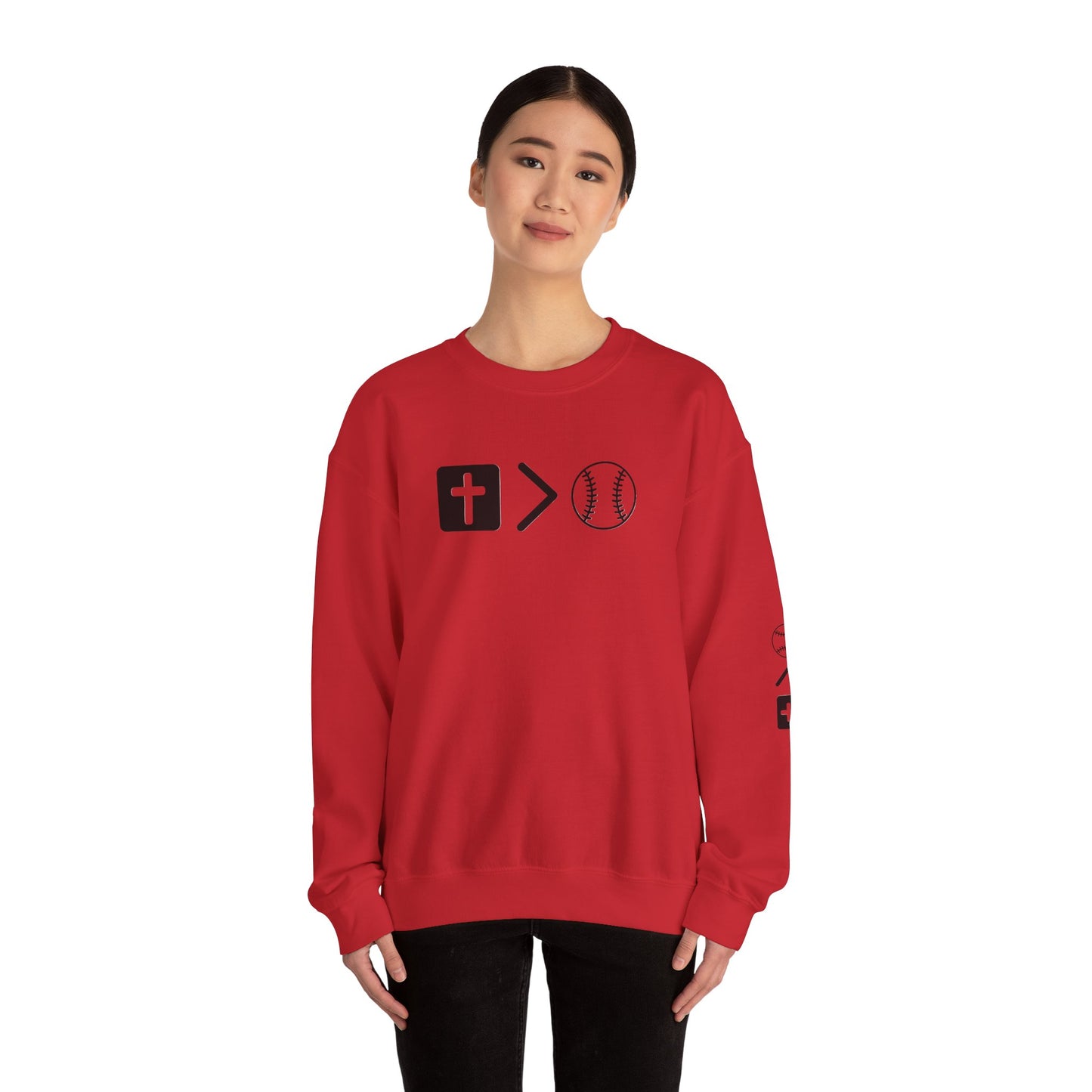 Jesus is bigger than softball Unisex Heavy Blend™ Crewneck Sweatshirt