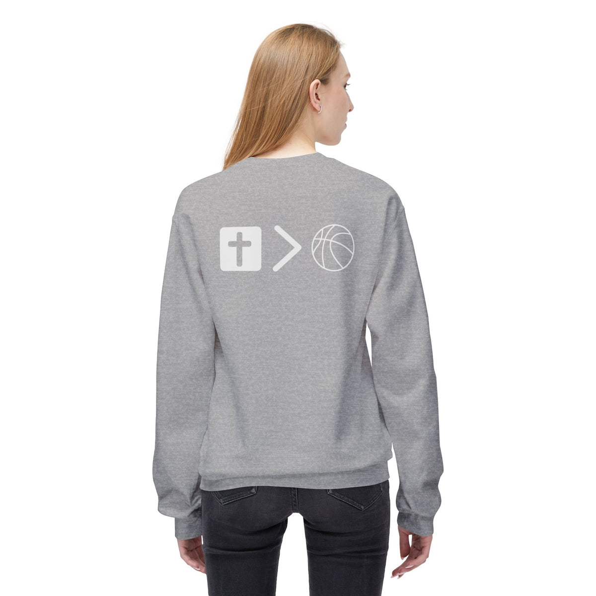 Light Weight Jesus is bigger than basketball Crew Neck
