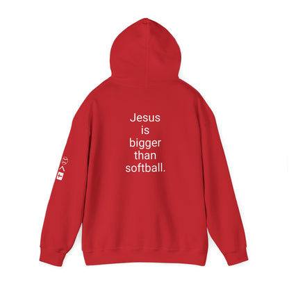 Jesus is bigger than softball Unisex Heavy Blend™ Hooded Sweatshirt