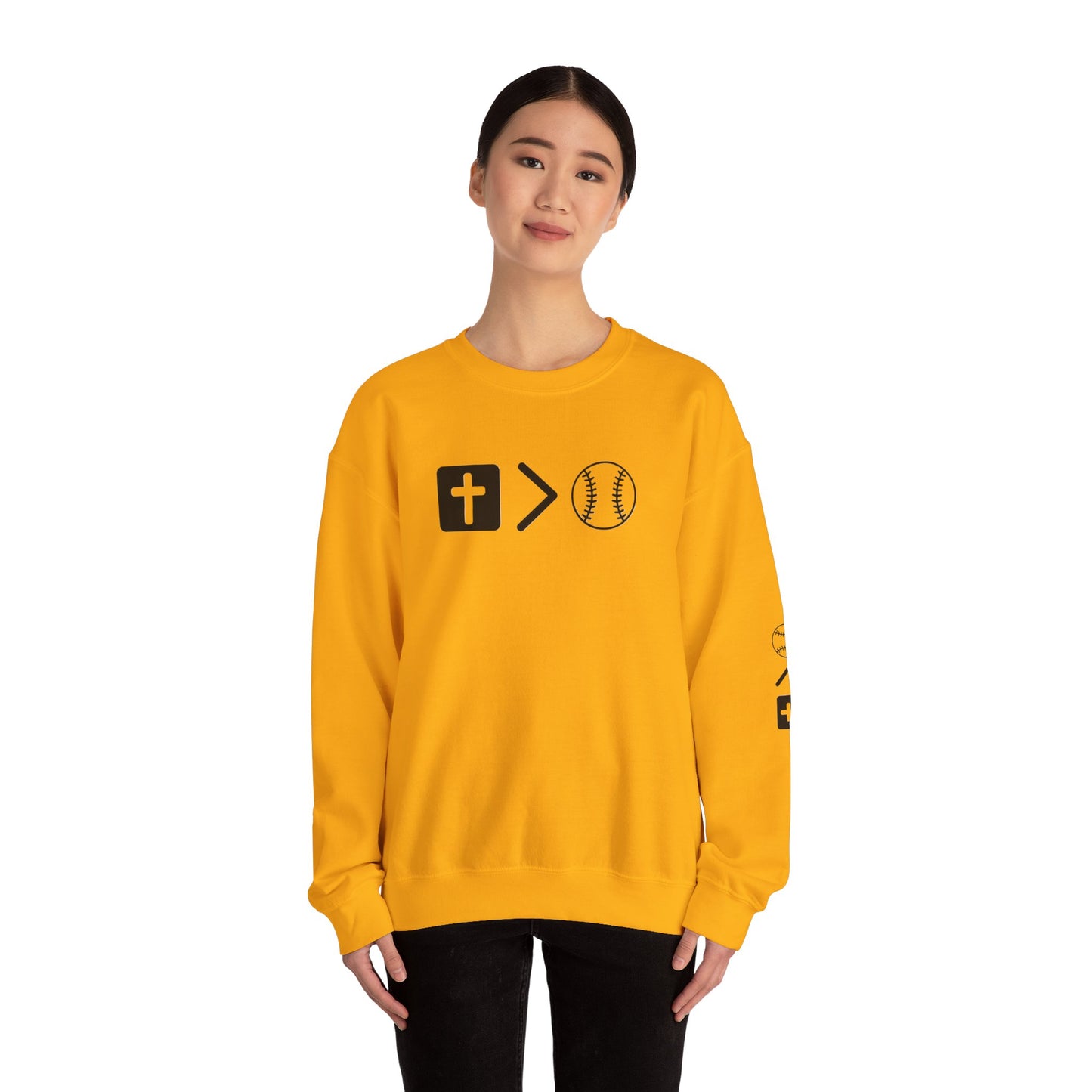 Jesus is bigger than softball Unisex Heavy Blend™ Crewneck Sweatshirt