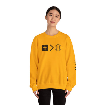 Jesus is bigger than softball Unisex Heavy Blend™ Crewneck Sweatshirt