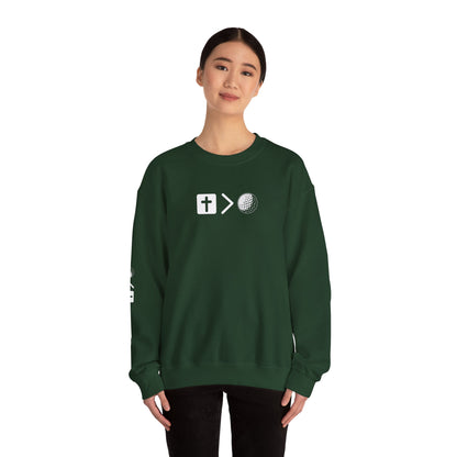 Jesus is bigger than golf Unisex Heavy Blend™ Crewneck Sweatshirt