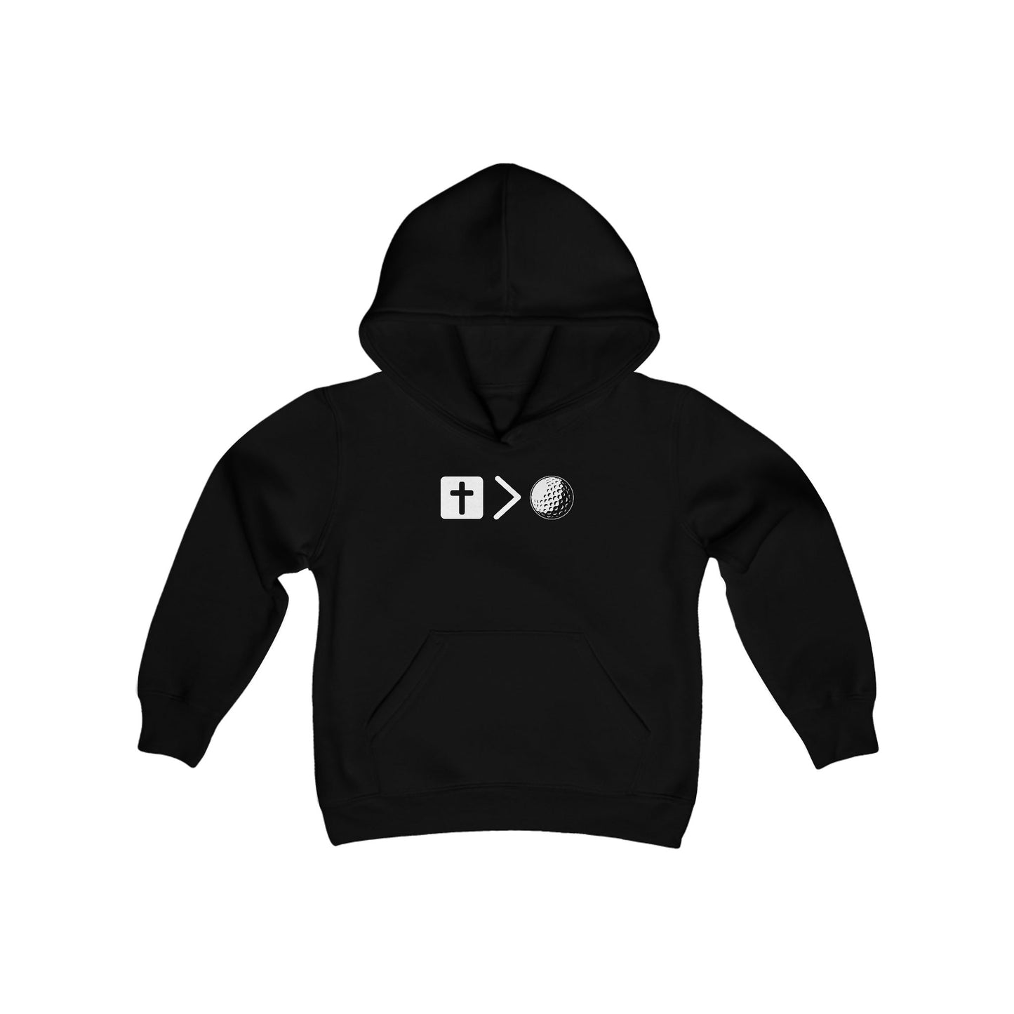 Jesus is bigger than golf Youth Heavy Blend Hooded Sweatshirt