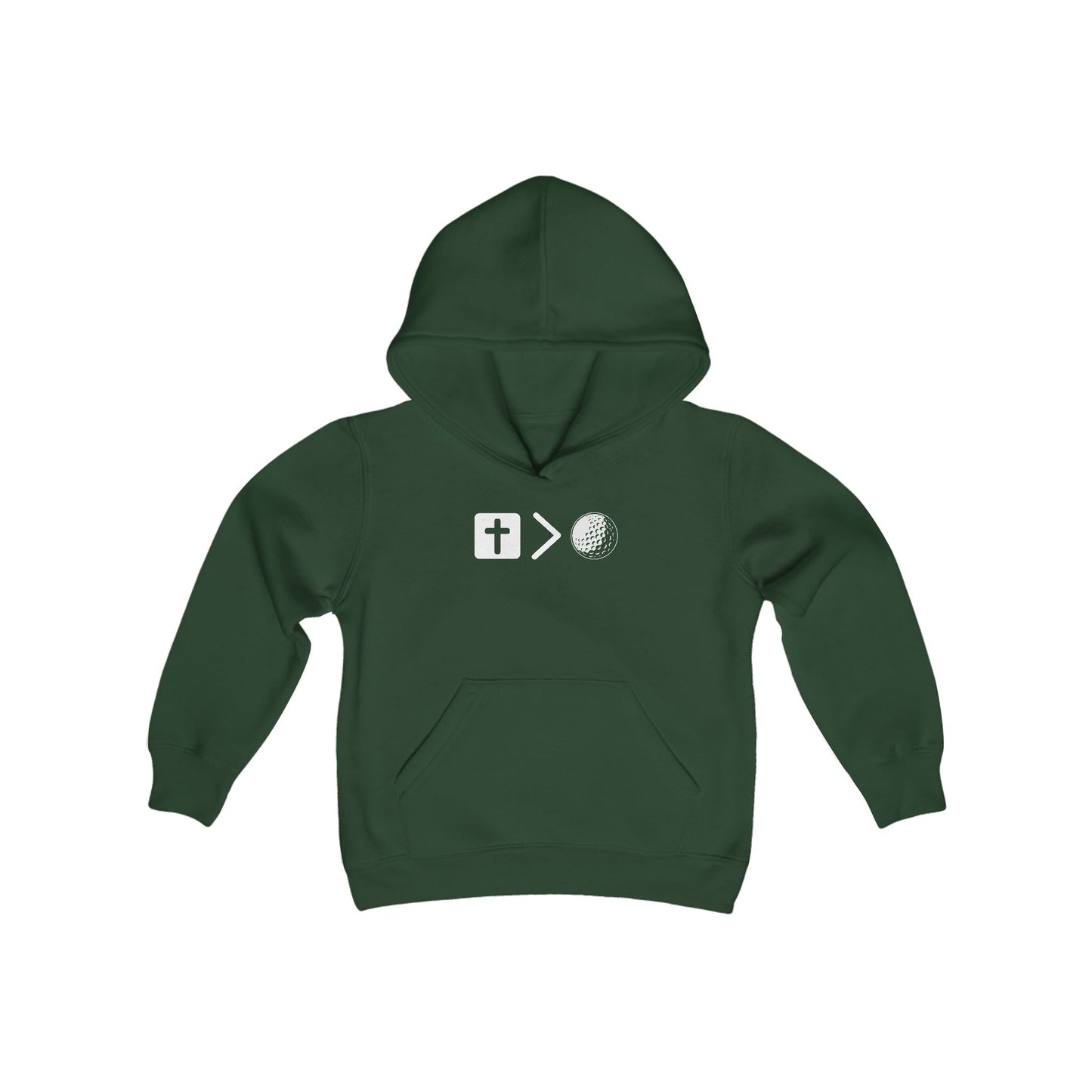 Jesus is bigger than golf Youth Heavy Blend Hooded Sweatshirt