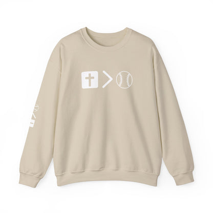 Jesus is bigger than softballl Unisex Heavy Blend™ Crewneck Sweatshirt