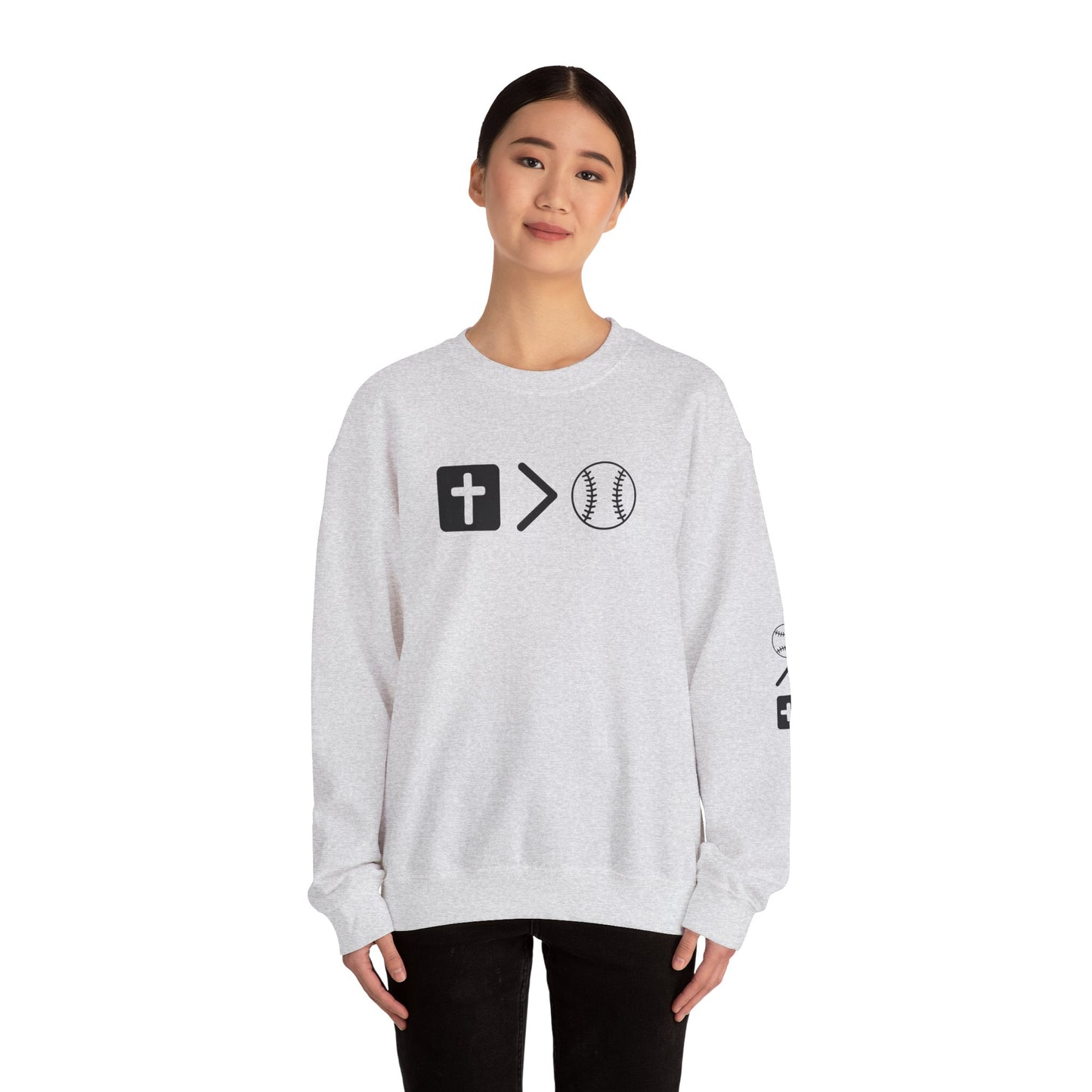 Jesus is bigger than softball Unisex Heavy Blend™ Crewneck Sweatshirt