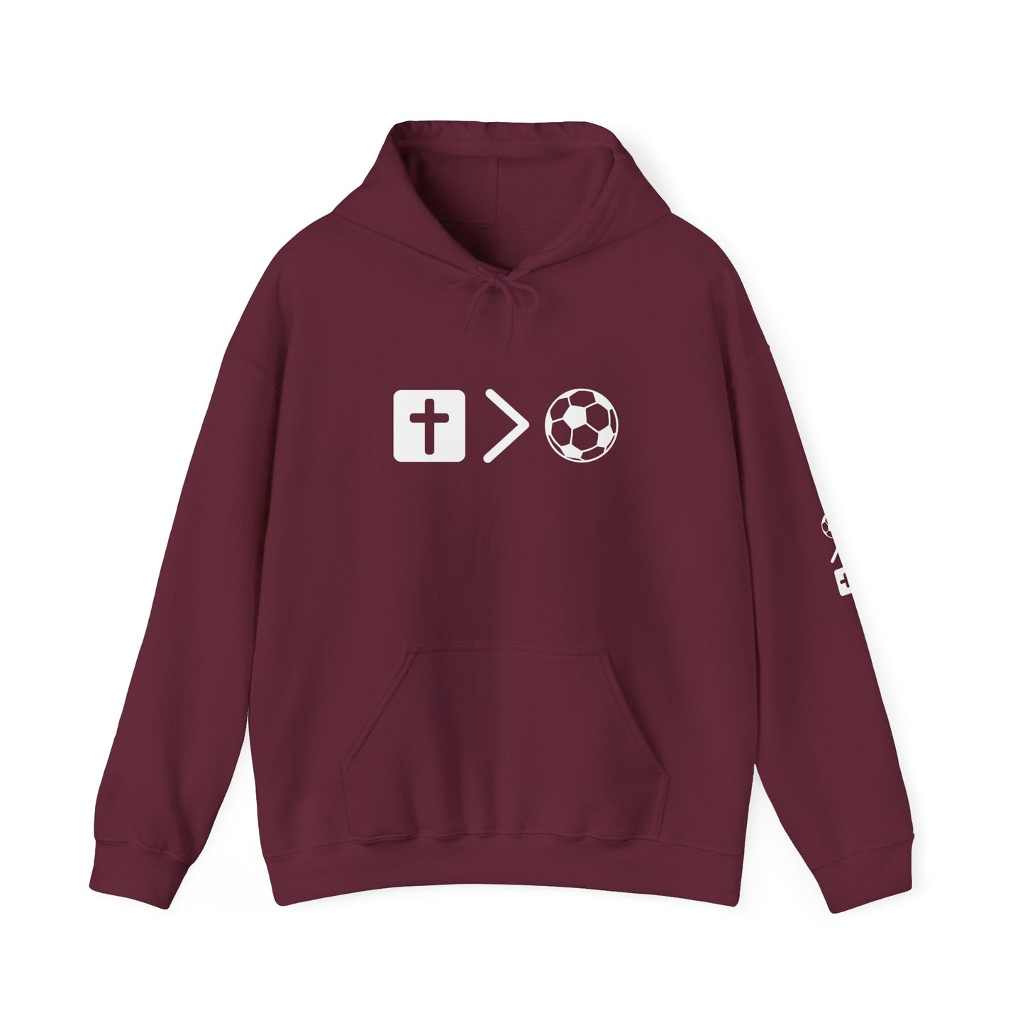 Jesus is bigger than soccer Unisex Heavy Blend™ Hooded Sweatshirt