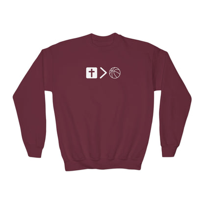 Jesus is bigger than basketball Youth Crewneck Sweatshirt