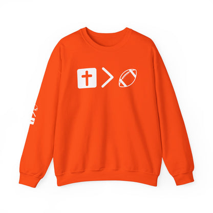 Jesus is bigger than football Unisex Heavy Blend™ Crewneck Sweatshirt