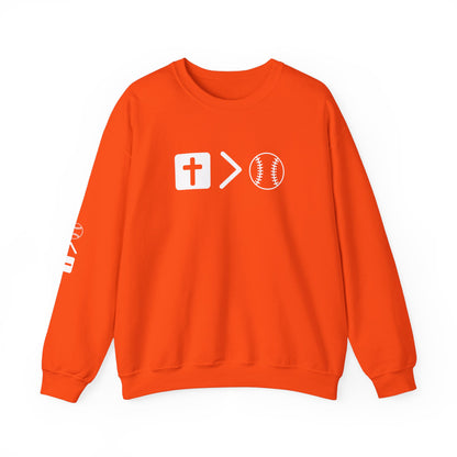 Jesus is bigger than softballl Unisex Heavy Blend™ Crewneck Sweatshirt