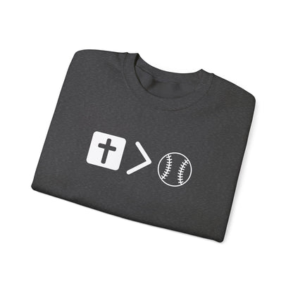 Jesus is bigger than softballl Unisex Heavy Blend™ Crewneck Sweatshirt