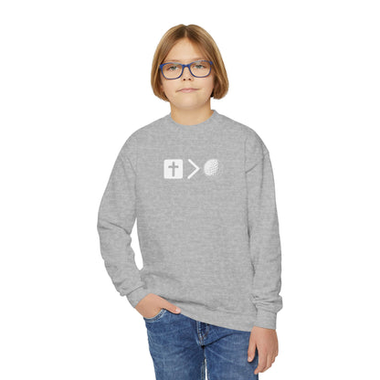Jesus is bigger than golf Youth Crewneck Sweatshirt
