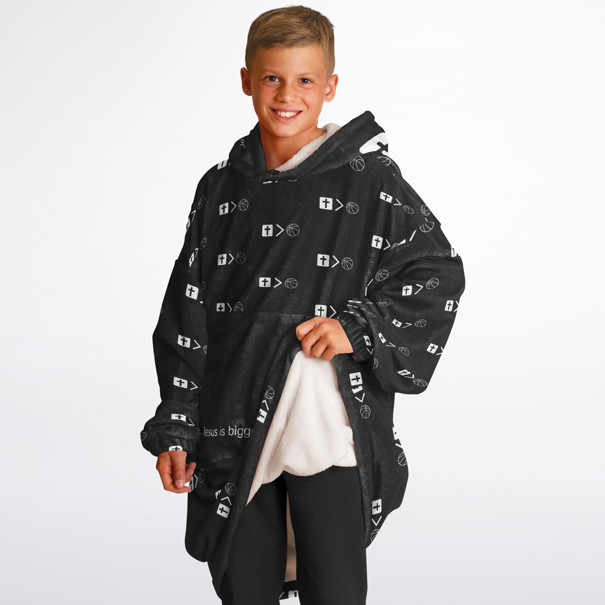 Jesus is bigger than basketball Youth Snug Hoodie  - AOP