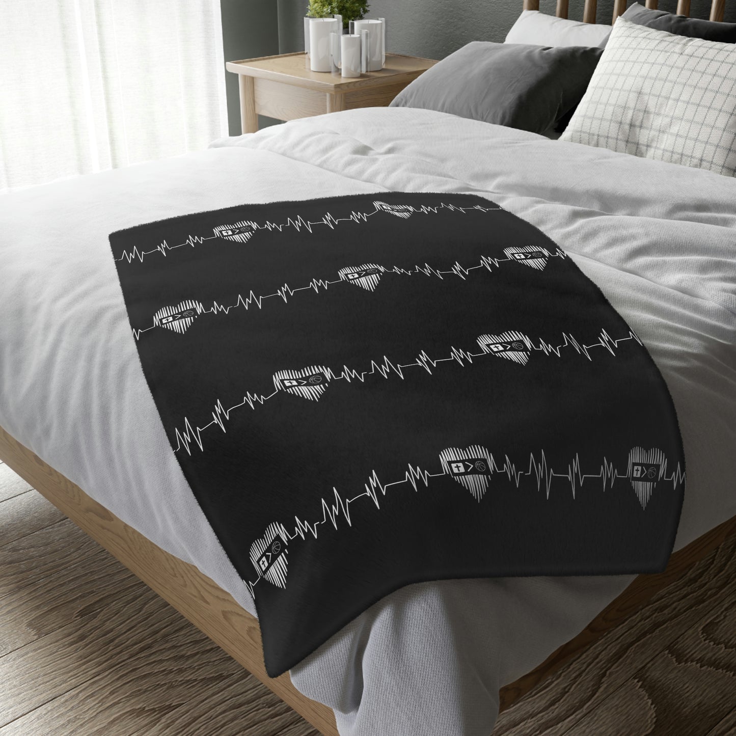 HeartBeat Velveteen Minky Blanket (Two-sided print)