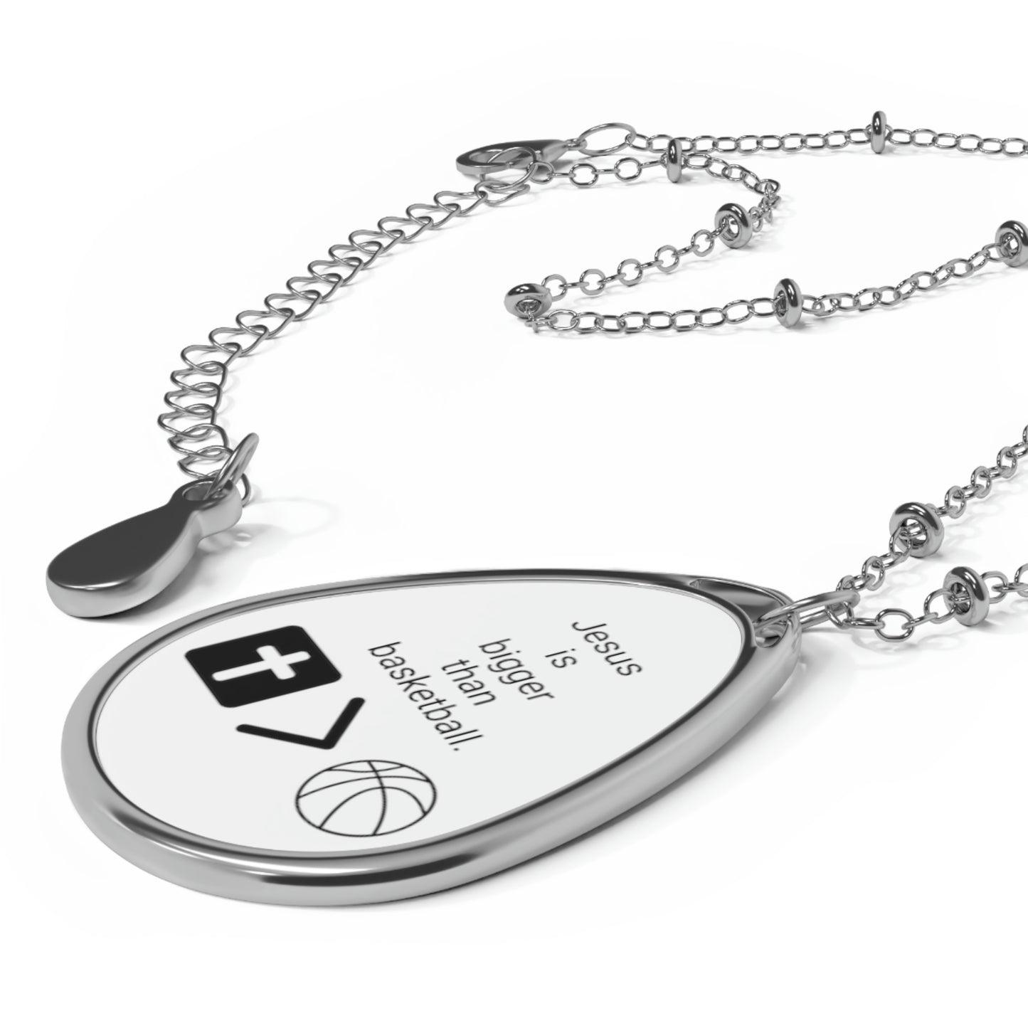 Jesus is bigger than basketball Oval Necklace