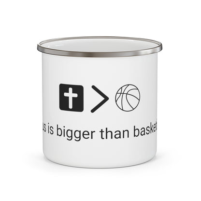 Jesus is bigger than basketball Enamel Camping Mug